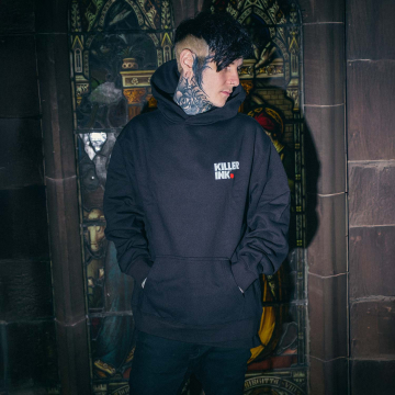 Killer Ink By Hobo Jack - Sweatshirt com Capucho Sid the Skull Relax - Preta