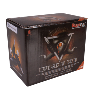 Caixa Variada de 25 Tubos Descartáveis Grip / Ponta 19 mm Killer Ink Pré-embalados com Agulhas Precision 0,35 mm