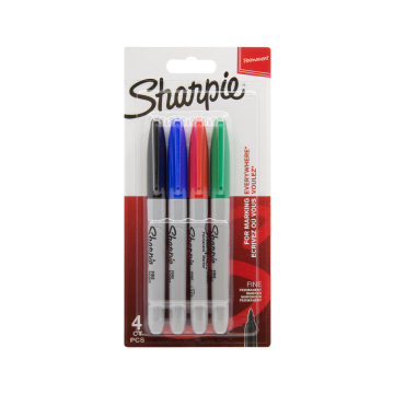 Embalagem Sortida de 4 Marcadores Sharpie de Ponta Fina