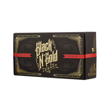 Caixa de 50 Black N Gold Legacy Agulhas de tatuagem premium - Hollow Liner