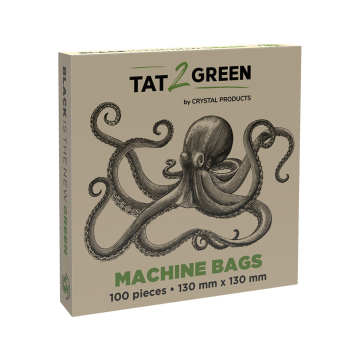 Tat2Green - Caixa com 100 sacos para máquina, preto (130mm x 130mm)
