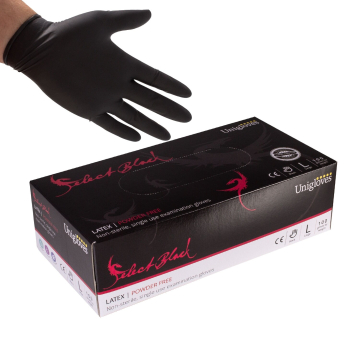 Caixa de 100 Luvas de Látex sem Pó Select Black Unigloves