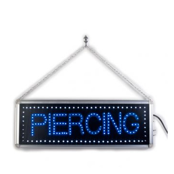 Sinal LED "Piercing" de Pendurar com Corrente para Estúdio de Tatuagens