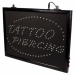 Sinal LED Tattoo + Piercing de Pendurar com Corrente para Estúdio de Tatuagens