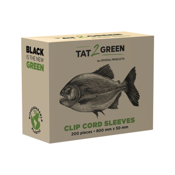 Tat2Green - Caixa com 200 capas pré-cortadas para clip cord, preto