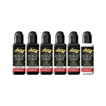 Tinta para tatuagem Kuro Sumi Imperial - Conjunto Greywash Shading 6 x 44 ml