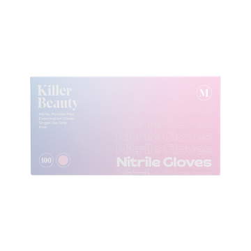 Caixa de 100 Luvas de Nitrilo Killer Beauty - Cor-de-Rosa (Embalagem com 10 Caixas)