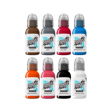 Tintas para tatuagem da World Famous Limitless - Primary Colours Set 2 - 8x 30 ml