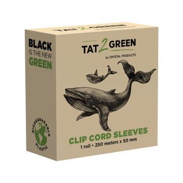 Tat2Green - Rolo de capas para clip cord não cortadas, preto