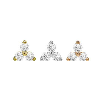 Topo em ouro 14 k com joias Trinity sem rosca da Tilum