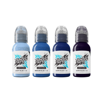 Tintas para tatuagem da World Famous Limitless - Shades of Blue Collection - 4x 30 ml