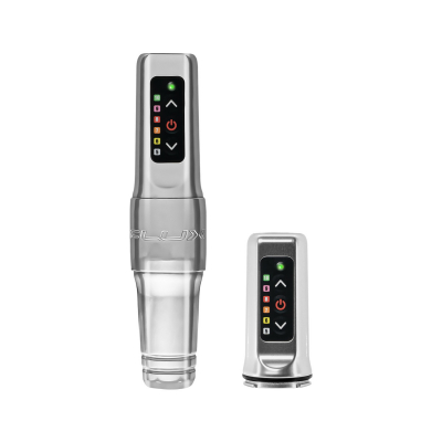 Máquina de tatuagem Microbeau Flux Mini com Powerbolt Mini adicional - Prateado