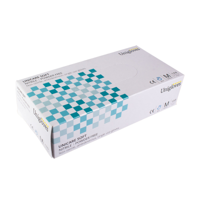 Caixa de 100 Luvas de Nitrilo Azuis Unicare
