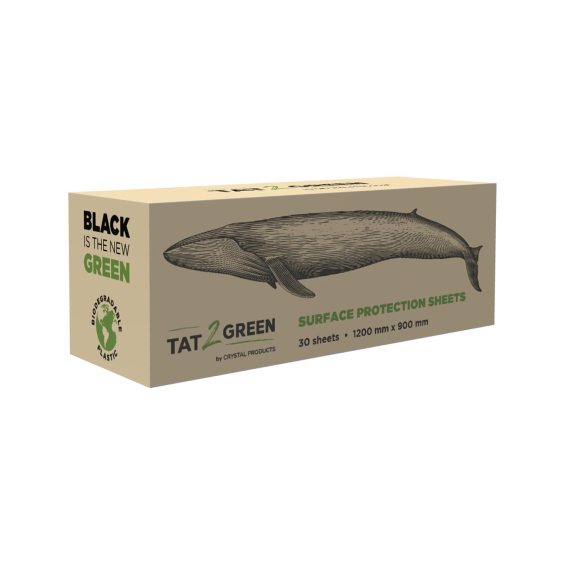 Tat2Green - Caixa com 30 folhas de proteção de superfície, preto (1200mm x 900mm)