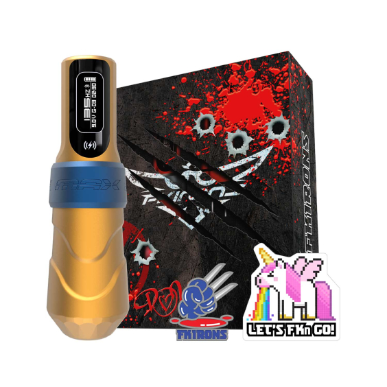 FK Irons Flux Max com 2x PowerBolt II - 4.0 mm Comprimento do traço - Logan (Amarelo/Azul mate)