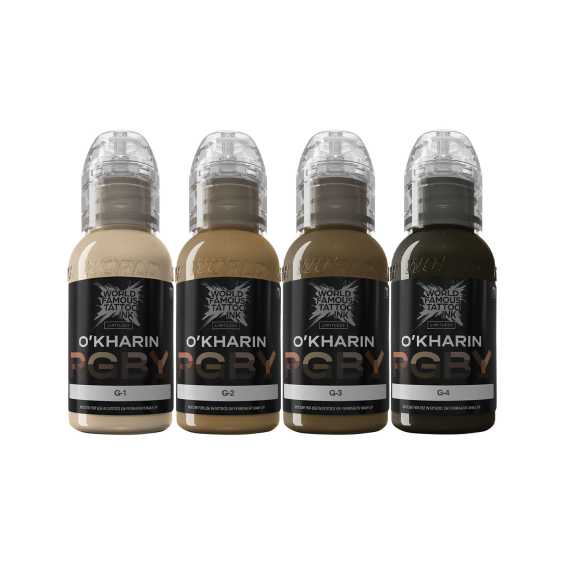 Tintas para tatuagem da World Famous Limitless - Sasha O'Kharin RGBY Green Set - 4x 30 ml